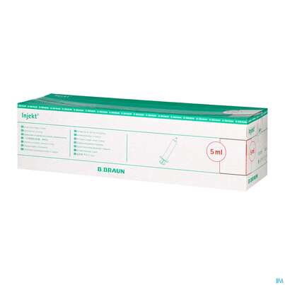 Sie sehen eine Packung Injektionsspritzen U.zubeh. Einmalspritzen Braun Injekt 5ml 100st, Produktbild: 02 Injektionsspritzen U.zubeh. Einmalspritzen Braun Injekt 5ml 100st, A-Nr.: 2692568 - 02