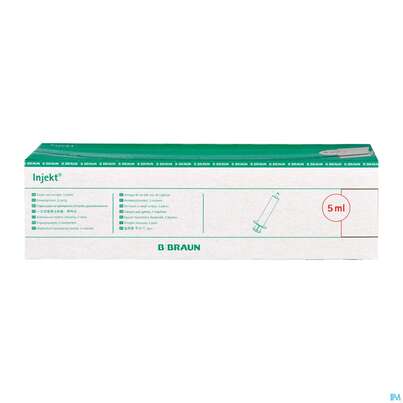 Sie sehen eine Packung Injektionsspritzen U.zubeh. Einmalspritzen Braun Injekt 5ml 100st, Produktbild: 03 Injektionsspritzen U.zubeh. Einmalspritzen Braun Injekt 5ml 100st, A-Nr.: 2692568 - 03