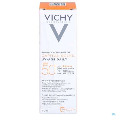 Sie sehen eine Packung VICHY CS GESCR UV-AGE LSF50+, 40 Milliliter, Produktbild: 01 VICHY CS GESCR UV-AGE LSF50+, 40 Milliliter, A-Nr.: 5360950 - 01