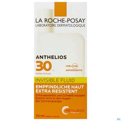 Sie sehen eine Packung La Roche-Posay Anthelios Invisible Fluid UVB30/UVA12, 50 Milliliter, Produktbild: 01 La Roche-Posay Anthelios Invisible Fluid UVB30/UVA12, 50 Milliliter, A-Nr.: 3424143 - 01