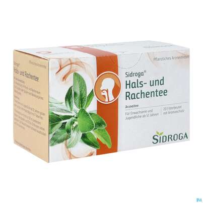 Sie sehen eine Packung Sidroga Hals- und Rachentee, 20 Stück, Produktbild: 02 Sidroga Hals- und Rachentee, 20 Stück, A-Nr.: 3442980 - 02