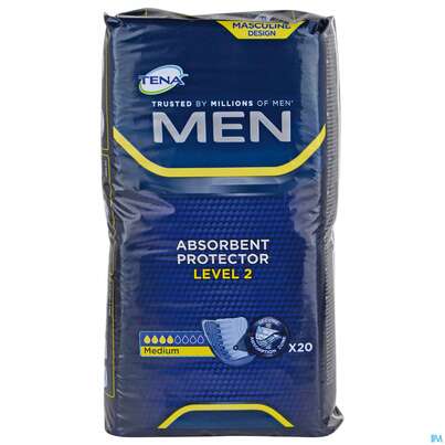 Sie sehen eine Packung TENA MEN LEVEL 2 INK., 20 Stück, Produktbild: 01 TENA MEN LEVEL 2 INK., 20 Stück, A-Nr.: 2661906 - 01