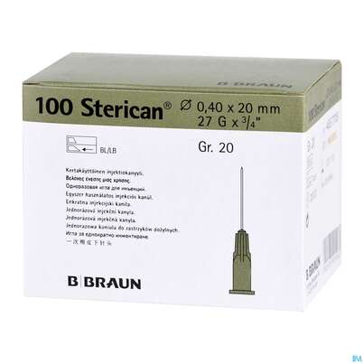 Sie sehen eine Packung Injektionsspritzen U.zubeh. Einmalkanuelen Sterican/standard Gr20 G27x3/4 0,4x 20mm 46577 100st, Produktbild: 02 Injektionsspritzen U.zubeh. Einmalkanuelen Sterican/standard Gr20 G27x3/4 0,4x 20mm 46577 100st, A-Nr.: 2692545 - 02