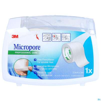 Sie sehen eine Packung 3M Micropore Dispenser 25 mm x 5 m, 1 Stück, Produktbild: 01 3M Micropore Dispenser 25 mm x 5 m, 1 Stück, A-Nr.: 2602602 - 01