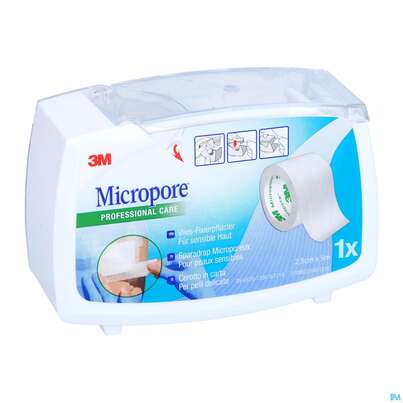 Sie sehen eine Packung 3M Micropore Dispenser 25 mm x 5 m, 1 Stück, Produktbild: 03 3M Micropore Dispenser 25 mm x 5 m, 1 Stück, A-Nr.: 2602602 - 03