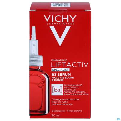 Sie sehen eine Packung VICHY LIFTACTIV B3 SERUM, 30 Milliliter, Produktbild: 01 VICHY LIFTACTIV B3 SERUM, 30 Milliliter, A-Nr.: 5427140 - 01