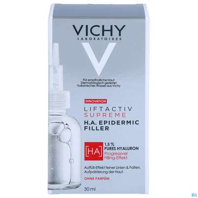 Sie sehen eine Packung Vichy Liftactiv H.a Epidermic Filler 30ml, Produktbild: 01 Vichy Liftactiv H.a Epidermic Filler 30ml, A-Nr.: 5304880 - 01