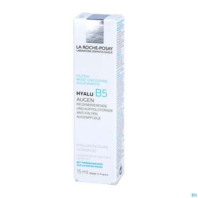 Sie sehen eine Packung La Roche-Posay Hyalu B5 Aufpolsternde Anti-Falten Augenpflege, 15 Milliliter, Produktbild: 02 La Roche-Posay Hyalu B5 Aufpolsternde Anti-Falten Augenpflege, 15 Milliliter, A-Nr.: 4933697 - 02