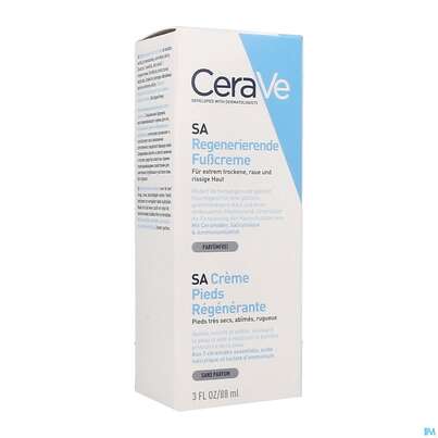 Sie sehen eine Packung CeraVe SA Regenerierende Fußcreme, 88 Milliliter, Produktbild: 08 CeraVe SA Regenerierende Fußcreme, 88 Milliliter, A-Nr.: 4801843 - 08