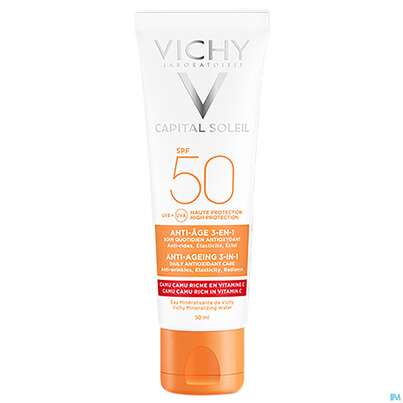 Sie sehen eine Packung Vichy Capital Soleil 3in1 antioxidative Sonnenpflege, 50 Milliliter, Produktbild: 04 Vichy Capital Soleil 3in1 antioxidative Sonnenpflege, 50 Milliliter, A-Nr.: 4802647 - 04