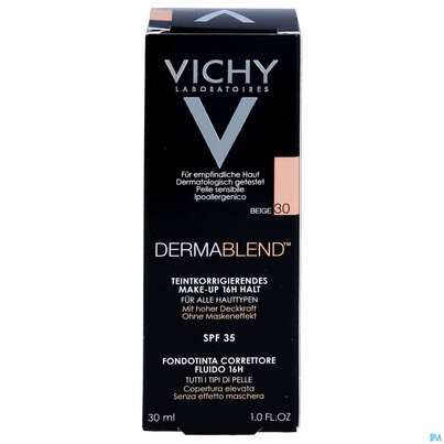 Sie sehen eine Packung VICHY DERMABL.FLUID 30 BEIGE, 30 Milliliter, Produktbild: 01 VICHY DERMABL.FLUID 30 BEIGE, 30 Milliliter, A-Nr.: 5044226 - 01