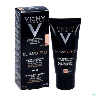 Sie sehen eine Packung VICHY DERMABL.FLUID 30 BEIGE, 30 Milliliter, Produktbild: 05 VICHY DERMABL.FLUID 30 BEIGE, 30 Milliliter, A-Nr.: 5044226 - 05