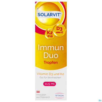 Sie sehen eine Packung SOLARVIT D3K2 IMMUN DUO TR, 11,5 Milliliter, Produktbild: 01 SOLARVIT D3K2 IMMUN DUO TR, 11,5 Milliliter, A-Nr.: 4759348 - 01