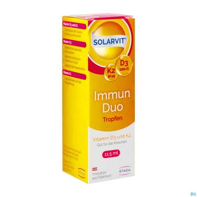 Sie sehen eine Packung SOLARVIT D3K2 IMMUN DUO TR, 11,5 Milliliter, Produktbild: 02 SOLARVIT D3K2 IMMUN DUO TR, 11,5 Milliliter, A-Nr.: 4759348 - 02