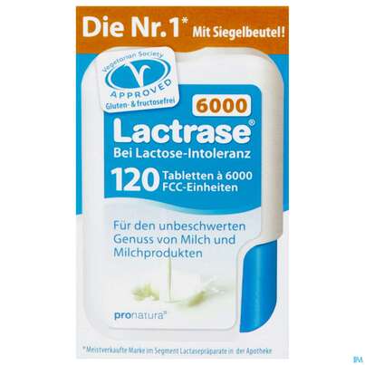 Sie sehen eine Packung LACTRASE TBL 6.000 FCC SPEN, 120 Stück, Produktbild: 01 LACTRASE TBL 6.000 FCC SPEN, 120 Stück, A-Nr.: 4309496 - 01