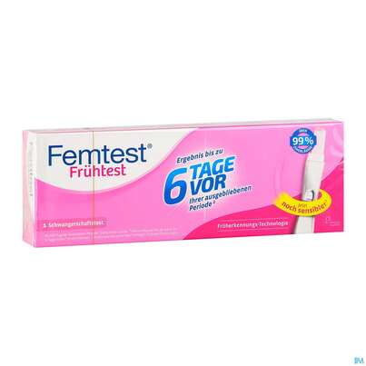 Sie sehen eine Packung Femtest Frühtest Neu, 1 Stück, Produktbild: 05 Femtest Frühtest Neu, 1 Stück, A-Nr.: 4269673 - 05