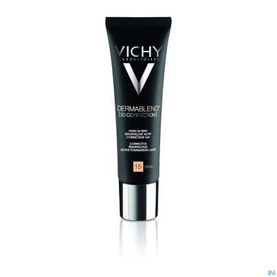 Sie sehen eine Packung VICHY DERMABL.3D COVERFLOW15, 30 Milliliter, Produktbild: 03 VICHY DERMABL.3D COVERFLOW15, 30 Milliliter, A-Nr.: 4089729 - 03
