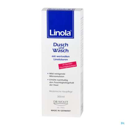 Sie sehen eine Packung LINOLA DU+WASCH MIKROEMU, 300 Milliliter, Produktbild: 02 LINOLA DU+WASCH MIKROEMU, 300 Milliliter, A-Nr.: 4089511 - 02