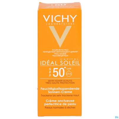 Sie sehen eine Packung Vichy Capital Soleil Sonnen-Creme LSF 50+, 50 Milliliter, Produktbild: 01 Vichy Capital Soleil Sonnen-Creme LSF 50+, 50 Milliliter, A-Nr.: 4090307 - 01