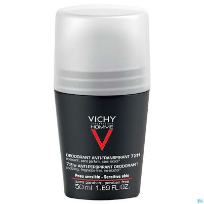 Sie sehen eine Packung Vichy Homme Anti-Transpirant Extreme Control 72h Roll-On, 50 Milliliter, Produktbild: 01 Vichy Homme Anti-Transpirant Extreme Control 72h Roll-On, 50 Milliliter, A-Nr.: 3724388 - 01