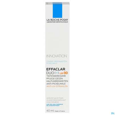 Sie sehen eine Packung La Roche-Posay Effaclar Duo (+) LSF 30, 40 Milliliter, Produktbild: 01 La Roche-Posay Effaclar Duo (+) LSF 30, 40 Milliliter, A-Nr.: 4064646 - 01