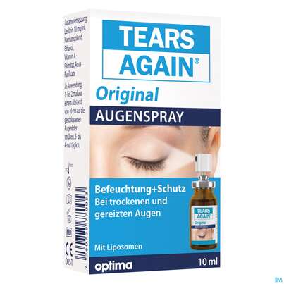 Sie sehen eine Packung TEARS AGAIN AU-SPRAY OPT, 10 Milliliter, Produktbild: 02 TEARS AGAIN AU-SPRAY OPT, 10 Milliliter, A-Nr.: 3726022 - 02