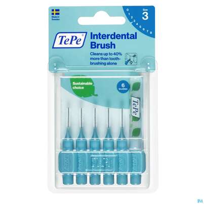 Sie sehen eine Packung Tepe Interdentalbuersten 0,6mm Blau 6st, Produktbild: 02 Tepe Interdentalbuersten 0,6mm Blau 6st, A-Nr.: 3698225 - 02