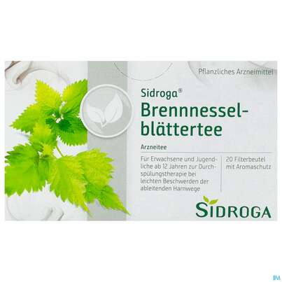 Sie sehen eine Packung Sidroga Brennnesselblättertee, 20 Stück, Produktbild: 01 Sidroga Brennnesselblättertee, 20 Stück, A-Nr.: 2429233 - 01