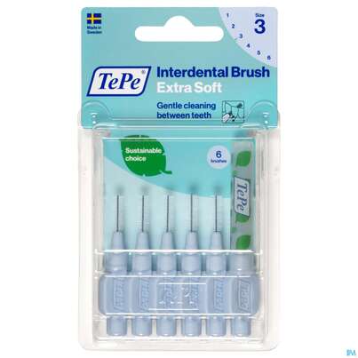 Sie sehen eine Packung Tepe Interdentalbuersten Extra Weich 0,6mm Hellgelb 6st, Produktbild: 01 Tepe Interdentalbuersten Extra Weich 0,6mm Hellgelb 6st, A-Nr.: 3995779 - 01
