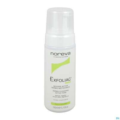 Sie sehen eine Packung Noreva Exfoliac Reinigungsschaum 150ml, Produktbild: 03 Noreva Exfoliac Reinigungsschaum 150ml, A-Nr.: 3959789 - 03