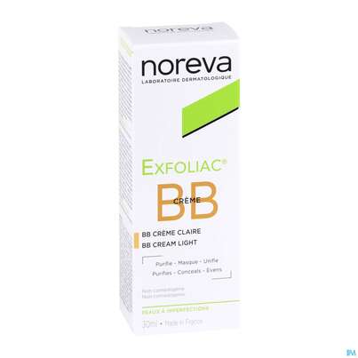Sie sehen eine Packung Noreva Exfoliac Getönte Bb-creme Hell 30ml, Produktbild: 02 Noreva Exfoliac Getönte Bb-creme Hell 30ml, A-Nr.: 3959737 - 02
