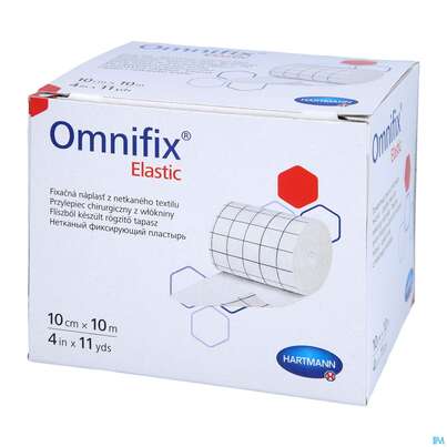 Sie sehen eine Packung Fixierpflaster Omnifix Elastic Fixiervlies 10mx 10cm 1st, Produktbild: 04 Fixierpflaster Omnifix Elastic Fixiervlies 10mx 10cm 1st, A-Nr.: 2250008 - 04