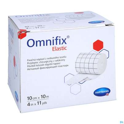Sie sehen eine Packung Fixierpflaster Omnifix Elastic Fixiervlies 10mx 10cm 1st, Produktbild: 05 Fixierpflaster Omnifix Elastic Fixiervlies 10mx 10cm 1st, A-Nr.: 2250008 - 05