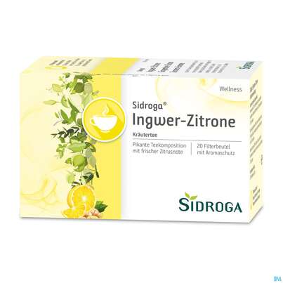 Sie sehen eine Packung Sidroga Tee Doppelkammerbeutel Wellness Ingwer-zitrone 20st, Produktbild: 04 Sidroga Tee Doppelkammerbeutel Wellness Ingwer-zitrone 20st, A-Nr.: 3486670 - 04