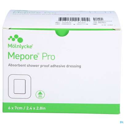 Sie sehen eine Packung Mepore/pro Folienverband Steril 6x 7cm 60st, Produktbild: 01 Mepore/pro Folienverband Steril 6x 7cm 60st, A-Nr.: 2393363 - 01