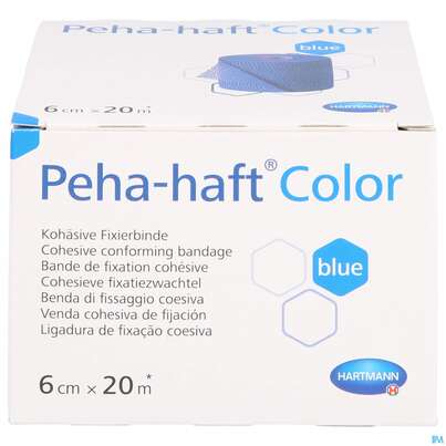 Sie sehen eine Packung Peha-haft Color Latexfrei Blue 20mx 6cm 1st, Produktbild: 01 Peha-haft Color Latexfrei Blue 20mx 6cm 1st, A-Nr.: 3879820 - 01