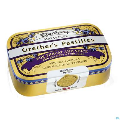 Sie sehen eine Packung GRETHERS PAS ZUFR BLUEBERRY, 110 Gramm, Produktbild: 02 GRETHERS PAS ZUFR BLUEBERRY, 110 Gramm, A-Nr.: 3869721 - 02