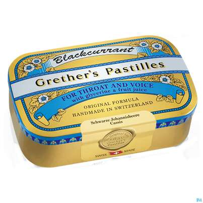Sie sehen eine Packung GRETHERS PAS BLACKCU., 110 Gramm, Produktbild: 01 GRETHERS PAS BLACKCU., 110 Gramm, A-Nr.: 1234705 - 01