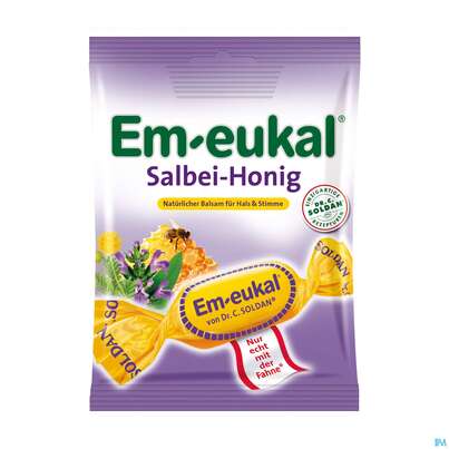 Sie sehen eine Packung EM-EUKAL BONB ZH SALBEI/HON, 75 Gramm, Produktbild: 01 EM-EUKAL BONB ZH SALBEI/HON, 75 Gramm, A-Nr.: 3841728 - 01