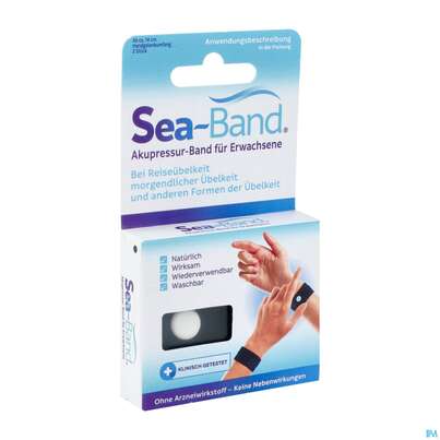 Sie sehen eine Packung Sea-band Akupressurhilfsmittel F Erwachsene 1x2 2st, Produktbild: 02 Sea-band Akupressurhilfsmittel F Erwachsene 1x2 2st, A-Nr.: 1219976 - 02