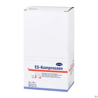 Sie sehen eine Packung Mullkompressen-es Hartmann/steril 8fach 17faedig 10x 20cm 25x2 50st, Produktbild: 03 Mullkompressen-es Hartmann/steril 8fach 17faedig 10x 20cm 25x2 50st, A-Nr.: 1152887 - 03