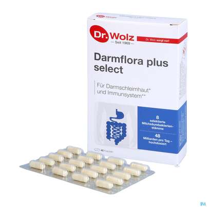 Sie sehen eine Packung Darmflora Plus Dr.wolz Select Kapseln Nr 60586 40st, Produktbild: 04 Darmflora Plus Dr.wolz Select Kapseln Nr 60586 40st, A-Nr.: 3839298 - 04