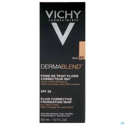 Sie sehen eine Packung VICHY DERMABL.M-UP 45 GOLD, 30 Milliliter, Produktbild: 02 VICHY DERMABL.M-UP 45 GOLD, 30 Milliliter, A-Nr.: 3044647 - 02