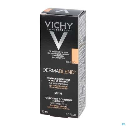 Sie sehen eine Packung VICHY DERMABL.M-UP 45 GOLD, 30 Milliliter, Produktbild: 08 VICHY DERMABL.M-UP 45 GOLD, 30 Milliliter, A-Nr.: 3044647 - 08
