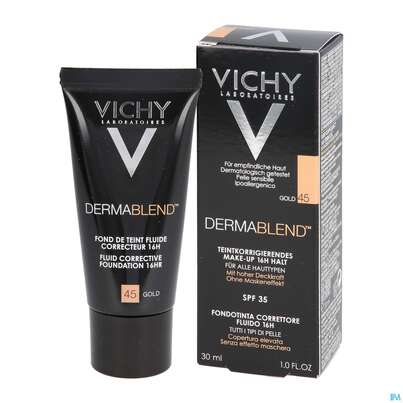 Sie sehen eine Packung VICHY DERMABL.M-UP 45 GOLD, 30 Milliliter, Produktbild: 10 VICHY DERMABL.M-UP 45 GOLD, 30 Milliliter, A-Nr.: 3044647 - 10