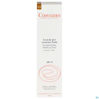 Sie sehen eine Packung Avène Couvrance Korrigierendes Make-up Fluid Sand 30ml, Produktbild: 01 Avène Couvrance Korrigierendes Make-up Fluid Sand 30ml, A-Nr.: 2993459 - 01