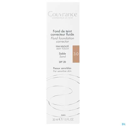 Sie sehen eine Packung Avène Couvrance Korrigierendes Make-up Fluid Sand 30ml, Produktbild: 02 Avène Couvrance Korrigierendes Make-up Fluid Sand 30ml, A-Nr.: 2993459 - 02