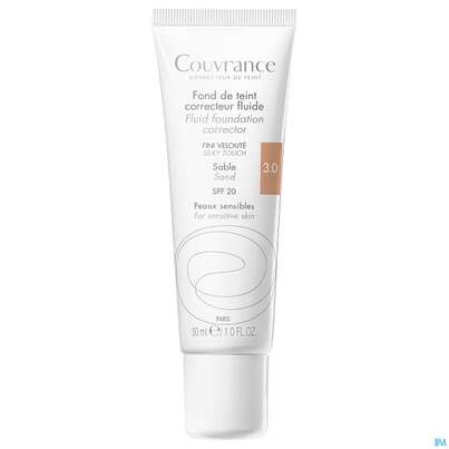 Sie sehen eine Packung Avène Couvrance Korrigierendes Make-up Fluid Sand 30ml, Produktbild: 03 Avène Couvrance Korrigierendes Make-up Fluid Sand 30ml, A-Nr.: 2993459 - 03