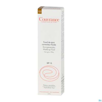 Sie sehen eine Packung Avène Couvrance Korrigierendes Make-up Fluid Sand 30ml, Produktbild: 04 Avène Couvrance Korrigierendes Make-up Fluid Sand 30ml, A-Nr.: 2993459 - 04