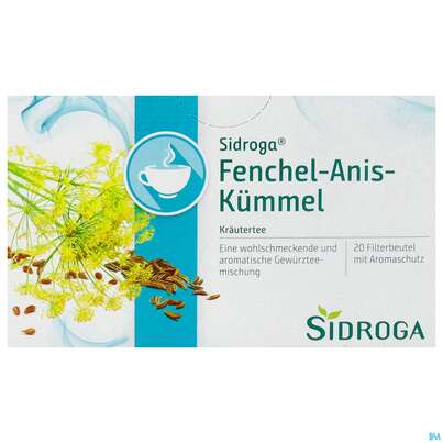 Sie sehen eine Packung Sidroga Fenchel-Anis-Kümmel Tee, 20 Stück, Produktbild: 01 Sidroga Fenchel-Anis-Kümmel Tee, 20 Stück, A-Nr.: 1656837 - 01